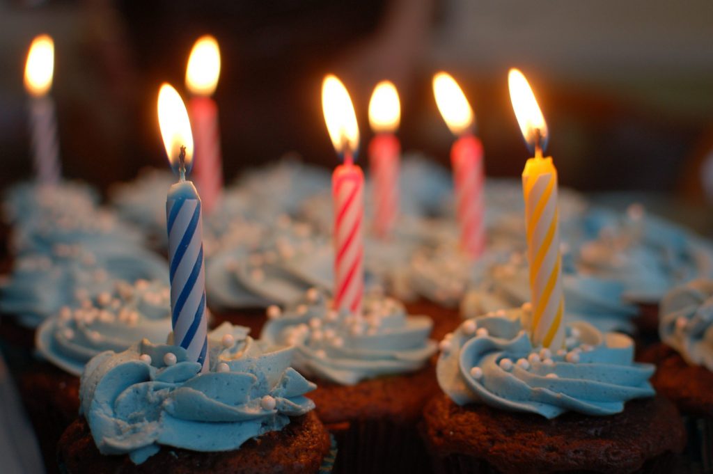 Candles on a birthday cake